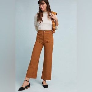 The Colette Cropped Wide-Leg Linen Pants by Maeve